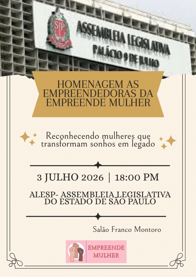 HOMENAGEM DE HONRA AS EMPREENDEDORAS DA EMPREENDE MULHER 
